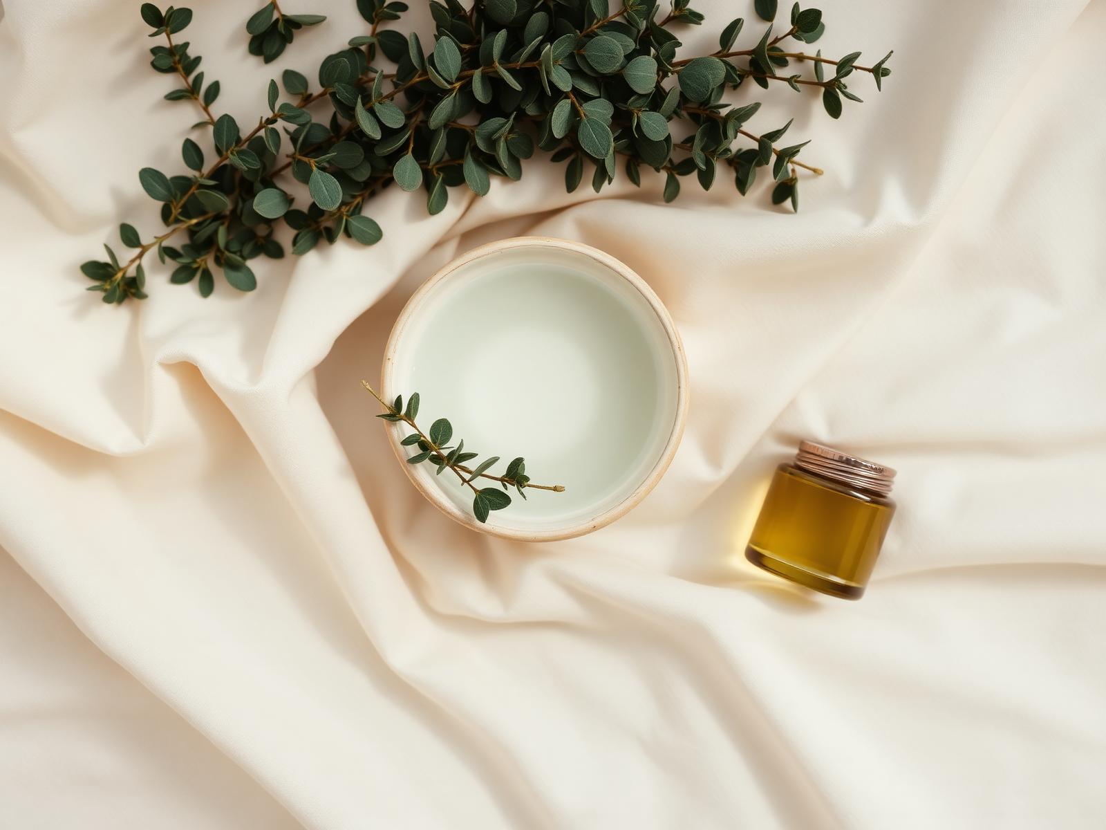 Skincare ritual flat lay